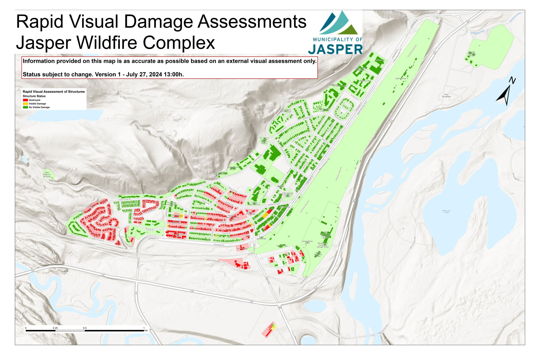Jasper fire damage map